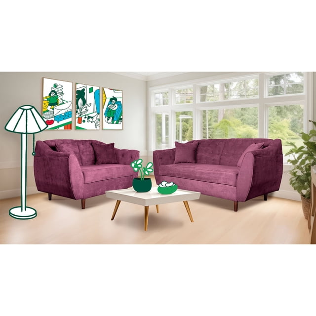 Sala 3-2 Makora Velvet Morado Modelo Clooney