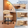 thumbnail image 6 of Misolant Vanity Chair with Back, Small Armless Cute Office Chair with Wheels and Lumbar Support, Comfy PU Leather Desk Computer Chairs with Adjustable Height, 360° Swivel for Home Bedroom, Khaki, 6 of 16