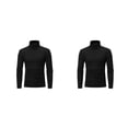 thumbnail image 3 of Qarigey Ropa interior térmica para hombre, Tops de cuello alto, jersey de manga larga de Color sólido, cómoda camisa de dormir para el hogar Negro 2piezas, 3 of 6