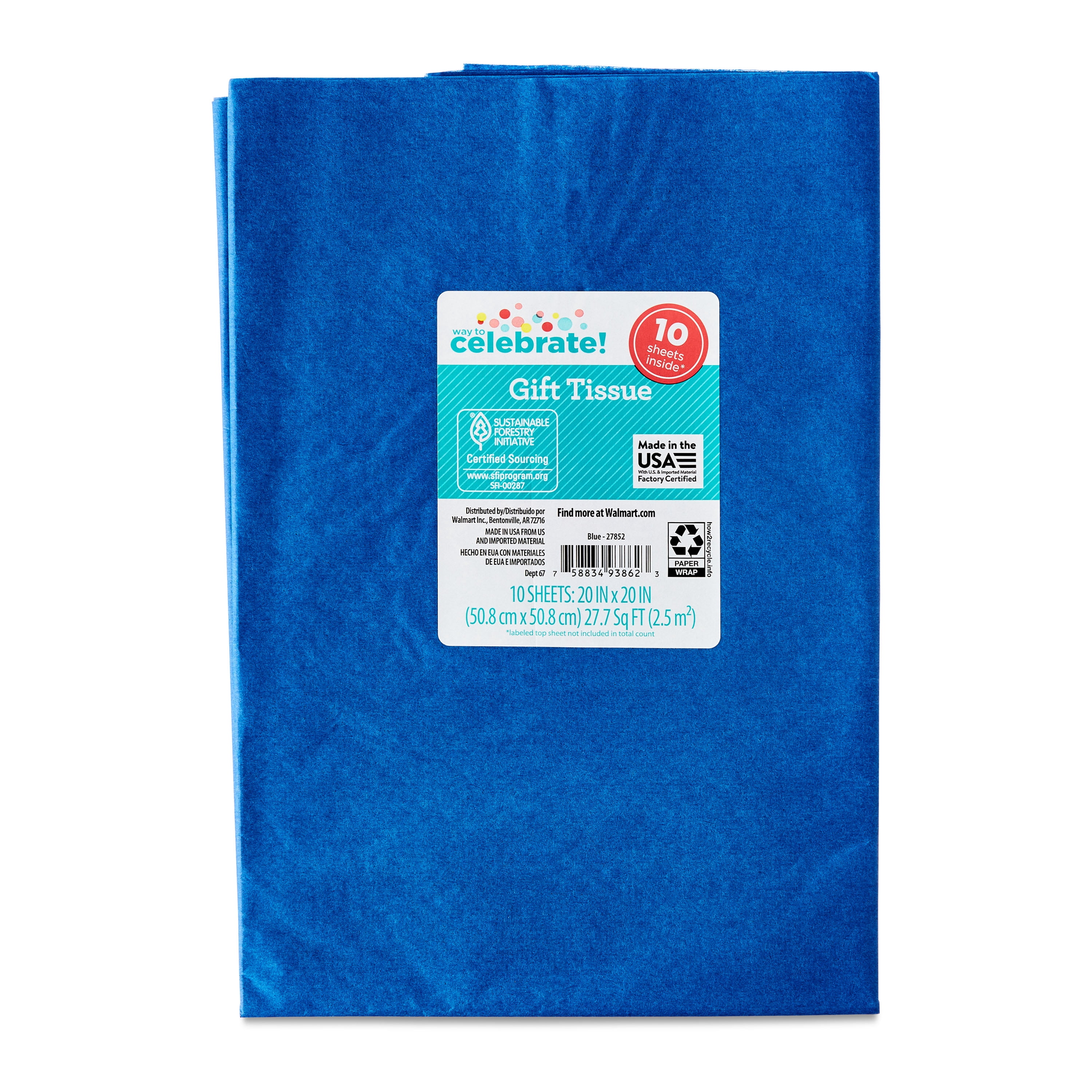 Blue Tissue Paper, 10 Count, by Way To Celebrate