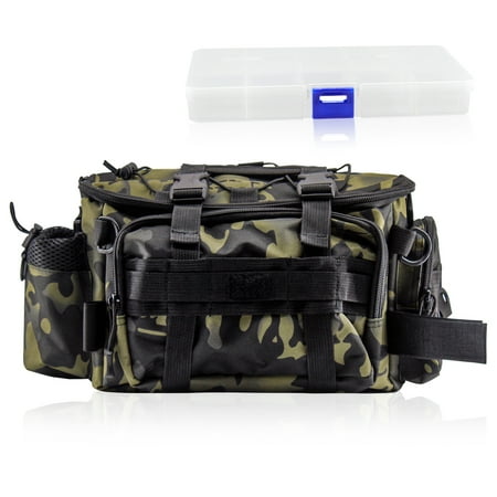 Fishing Tackle Bag with Adjustable Waist Strap ater Resistant Large Tackle Bag Saltwater Fishing Gear Bag Big Fishing Bag