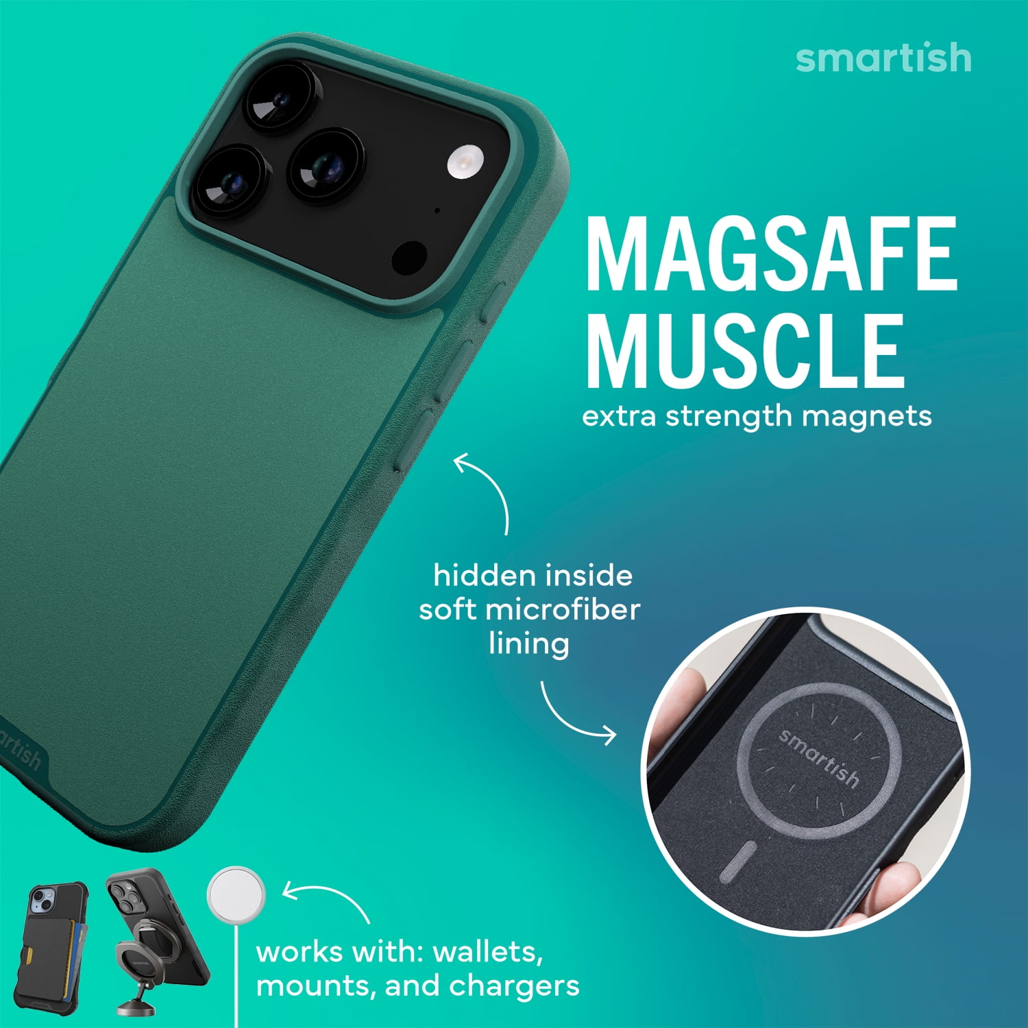 Smartish® iPhone 17 Pro MagSafe Case - Gripmunk Magnetic Slim Case [Lightweight + Protective] Thin Grip Cover with Microfiber Lining for Apple iPhone 17 Pro - So Jaded