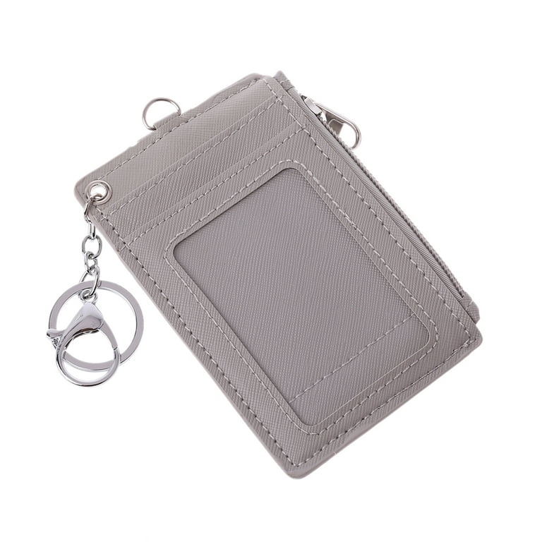 Portable Leather Business ID Card Credit Badge Holder Coin Purse Wallet  Keychain 