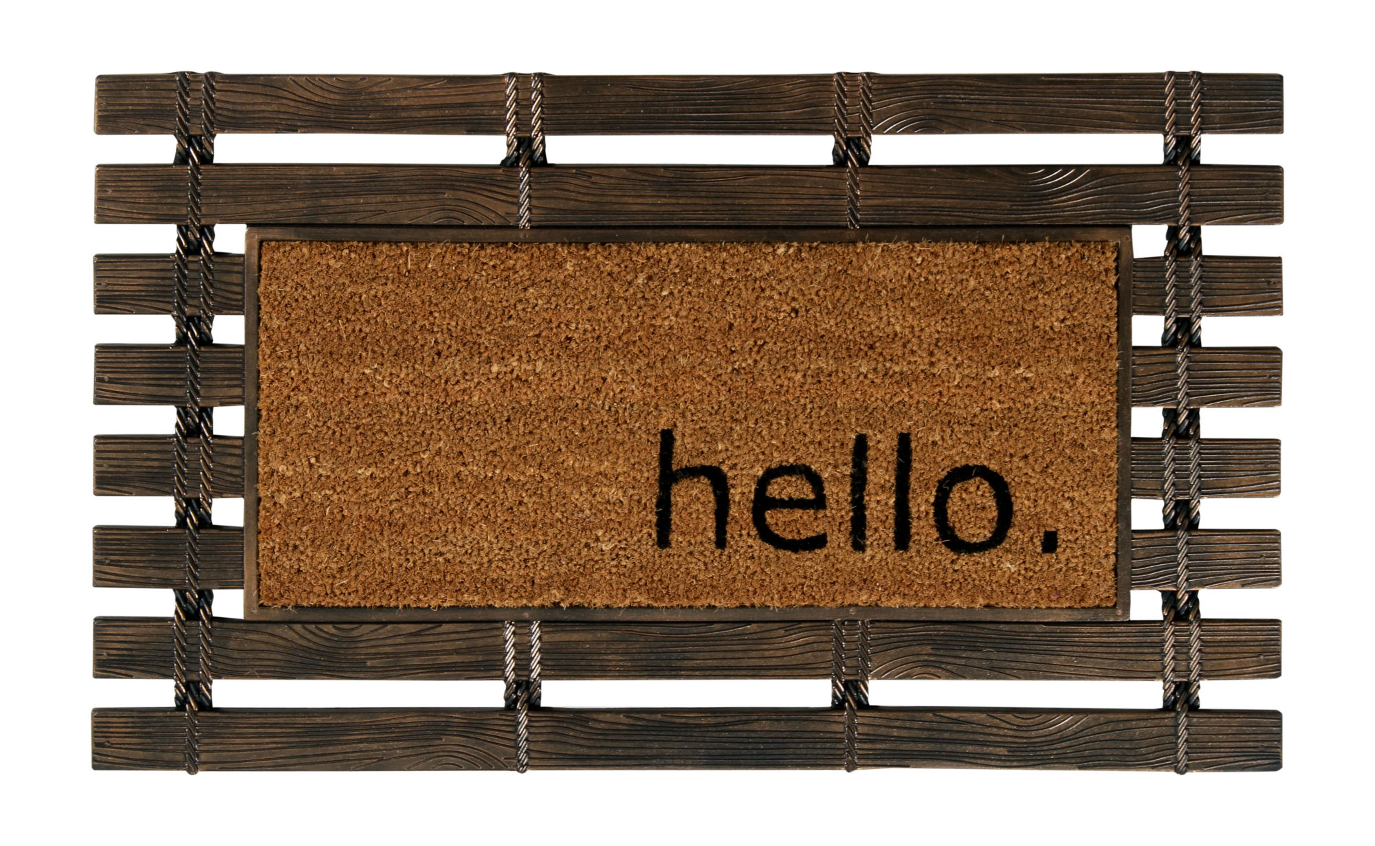 Coir Mat 18X30 Hello Design Brown
