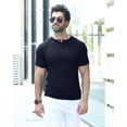 thumbnail image 5 of HAOMEILI Men's Muscle T Shirts Stretch Short Sleeve Workout Tee Casual Slim Fit Henley Shirt, 5 of 7