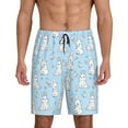 thumbnail image 1 of Kdxio Rabbit And Bird Print Mens Shorts, Breathable Lounge Sleepwear Set with Elastic Waistband and Pockets-Small, 1 of 6