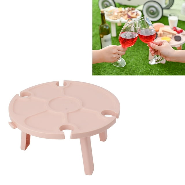 Portable Picnic Table Wine Glass Holder Outdoor Folding Table Convenient Plastic Folding Table for Outdoor Party