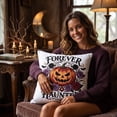 thumbnail image 5 of Throw Pillow Covers 20x20 Inch, Soft Plush Embroidered Printed Pumpkin Decorative Square Pillowcases, Farmhouse Holiday Cushion Covers for Sofa Living Room Home Fall Halloween Thanksgiving Decor, 5 of 6