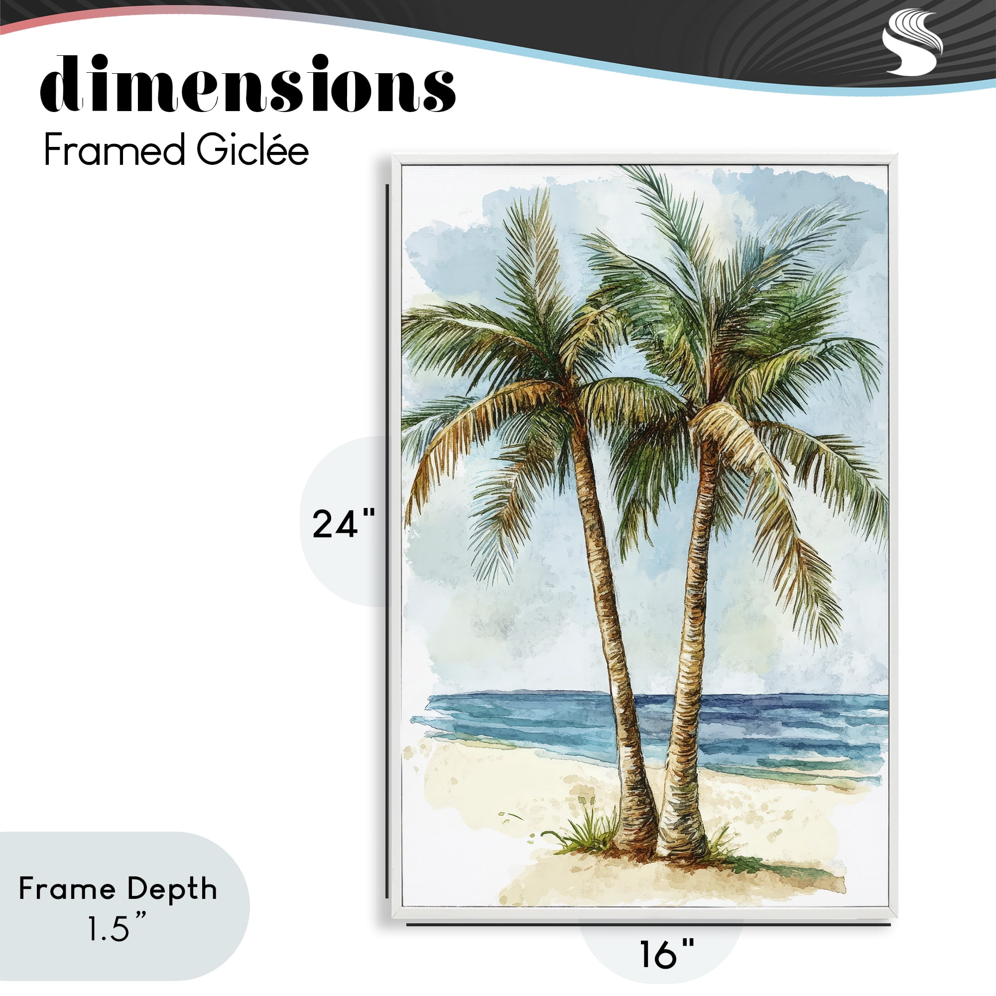 Stupell Industries Illustrated Palm Tree Duo White Framed Giclee Art, design by Petal Prints Design