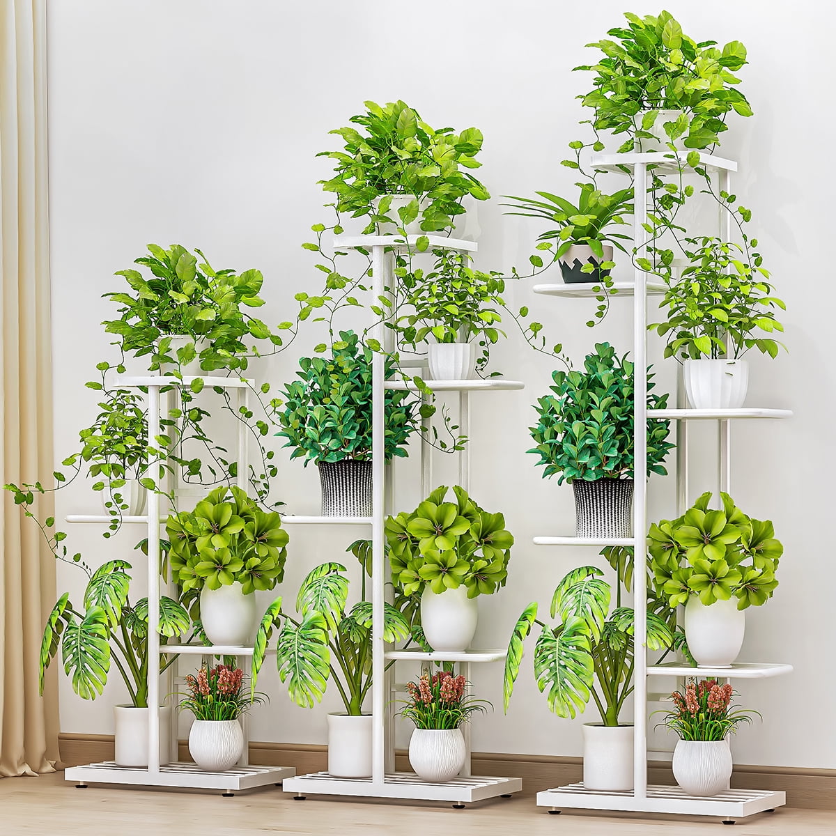 4 Tier Metal Plant Pot Rack Flower Stand Storage Shelf Garden Display Decor 