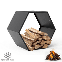 Gnee 20" Hexagon Firewood Rack Heavy Duty Wood Holders Outdoor Metal Wood Pile Storage Organizer Sturdy Honeycomb Design Lumber Stacker Fireplace Indoor, 1 Log Rack