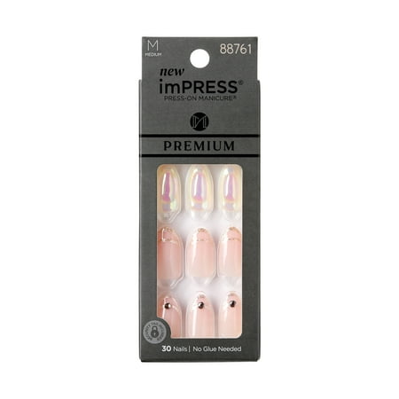 KISS imPRESS Premium Medium Almond Press-On Nails  Glossy Pink  30 Pieces