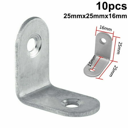 

10Pcs L Shape Stainless steel Angle Corner Brackets Right Angle Corner Stand 25x25x16mm