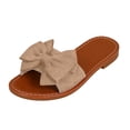 thumbnail image 3 of Domuza Women's Bow Flat Casual Sandals 2026 Summer Comfortable Non-slip Slides Slip On Open Toe Sandals Indoor Outdoor Slippers Shoes Khaki 7（EU-38）, 3 of 3
