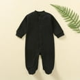 thumbnail image 2 of UAMVSH Unisex Baby Footed Button down Rompers Comfy Long Sleeve Boys Girls Clothes Newborn Infant Cotton Bodysuit Jumpsuits(3-6 Months,Black), 2 of 7