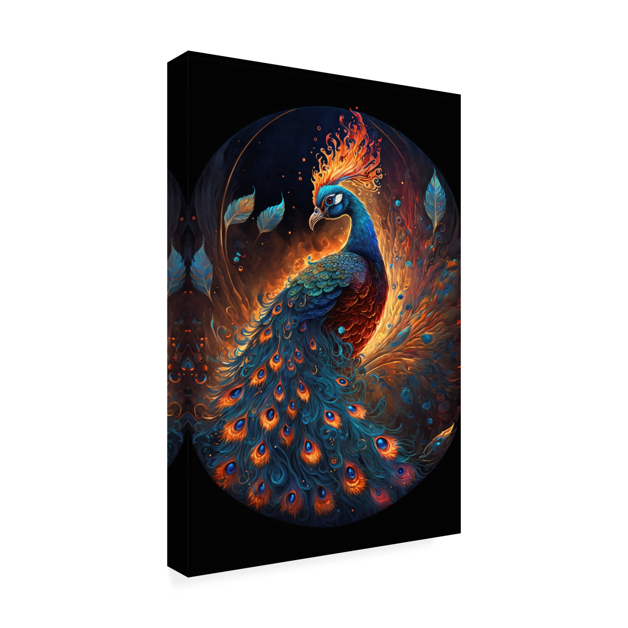 Canvas Wall Art - Ray Heere 'Proud Peacocks 6' Wall Art for Living Room, Bedroom, or Office Décor by Trademark Fine Art - 30 x 47 Inches