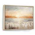 thumbnail image 2 of Designart "Horizon Bathed In Beige And Gold Beach Sunset I" Coastal Sunset Floater Framed Canvas Wall Art, 2 of 5