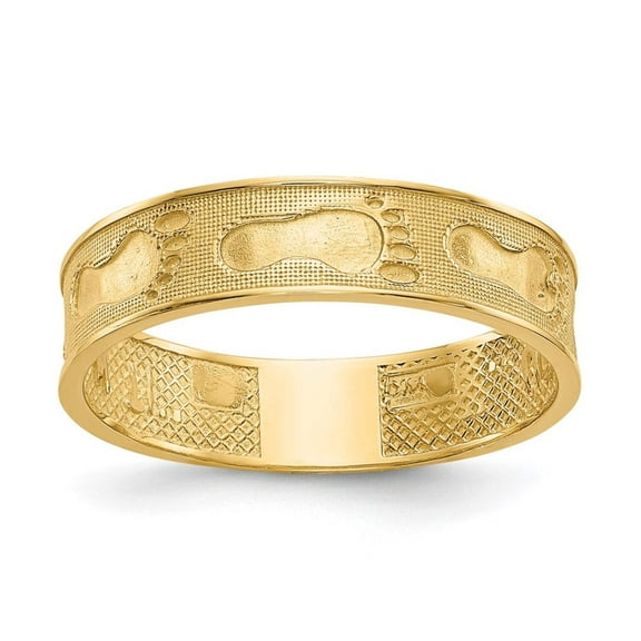 Finest Gold 14K Yellow Gold Footprints In The Sand Ring - Size 6