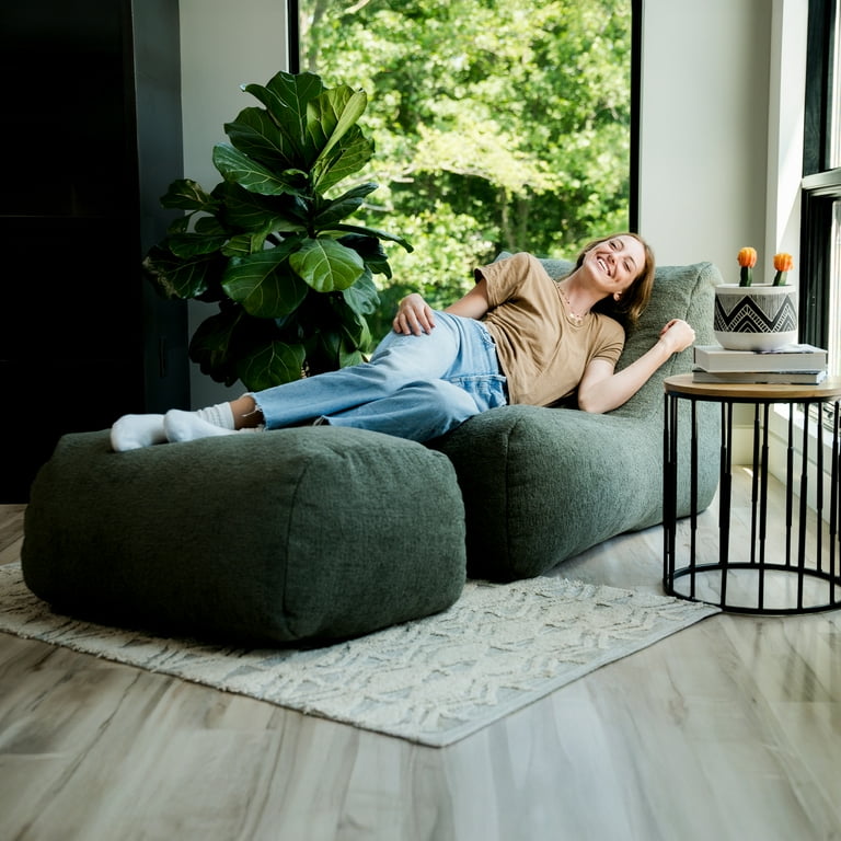 Big Joe Modora Bean Bag Chair Lounger, Heather Green Soft Boucle - Main Image