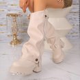 thumbnail image 6 of Willtoo Fall Winter Boots for Women Slouchy Mid‑Calf Platform Boots, Faux Leather Ruched Stacked Heel Combat Boots, Side Zipper Buckle Decor Lug Sole Fashion Boots, 6 of 6