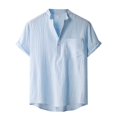 thumbnail image 2 of DPTALR T-Shirts Rétro à Manches Courtes en Lin Uni Couleur Pure Vintage pour Hommes, 2 of 9
