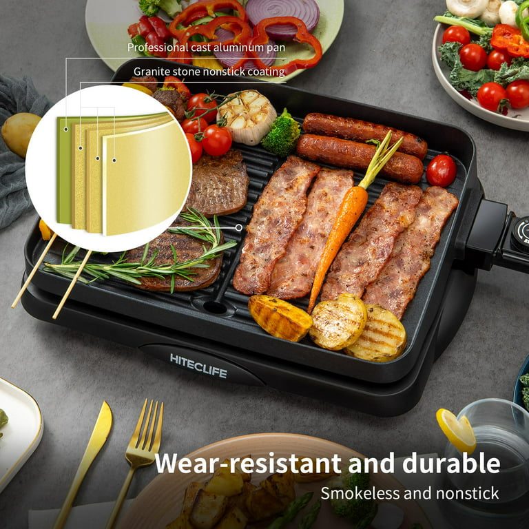 Smokeless Indoor Grill Electric Griddle with Non-Stick Cooking Plate