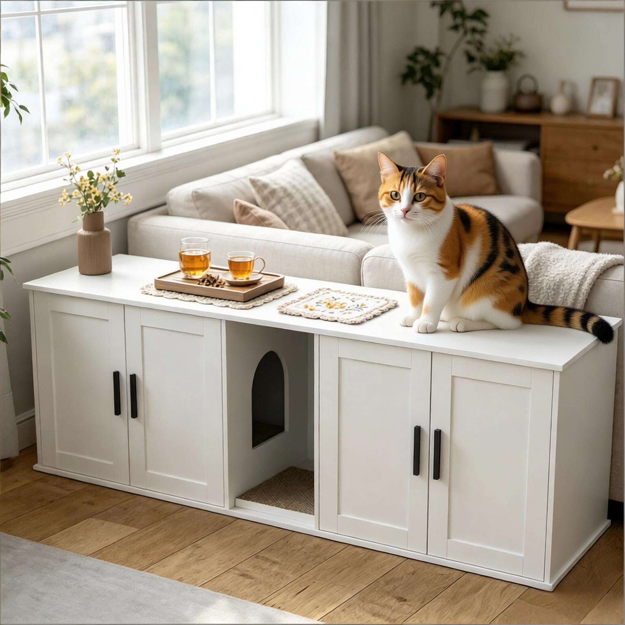 Cat litter Box Furniture,Cat Litter Box Enclosure,Hidden Litter Box Furniture