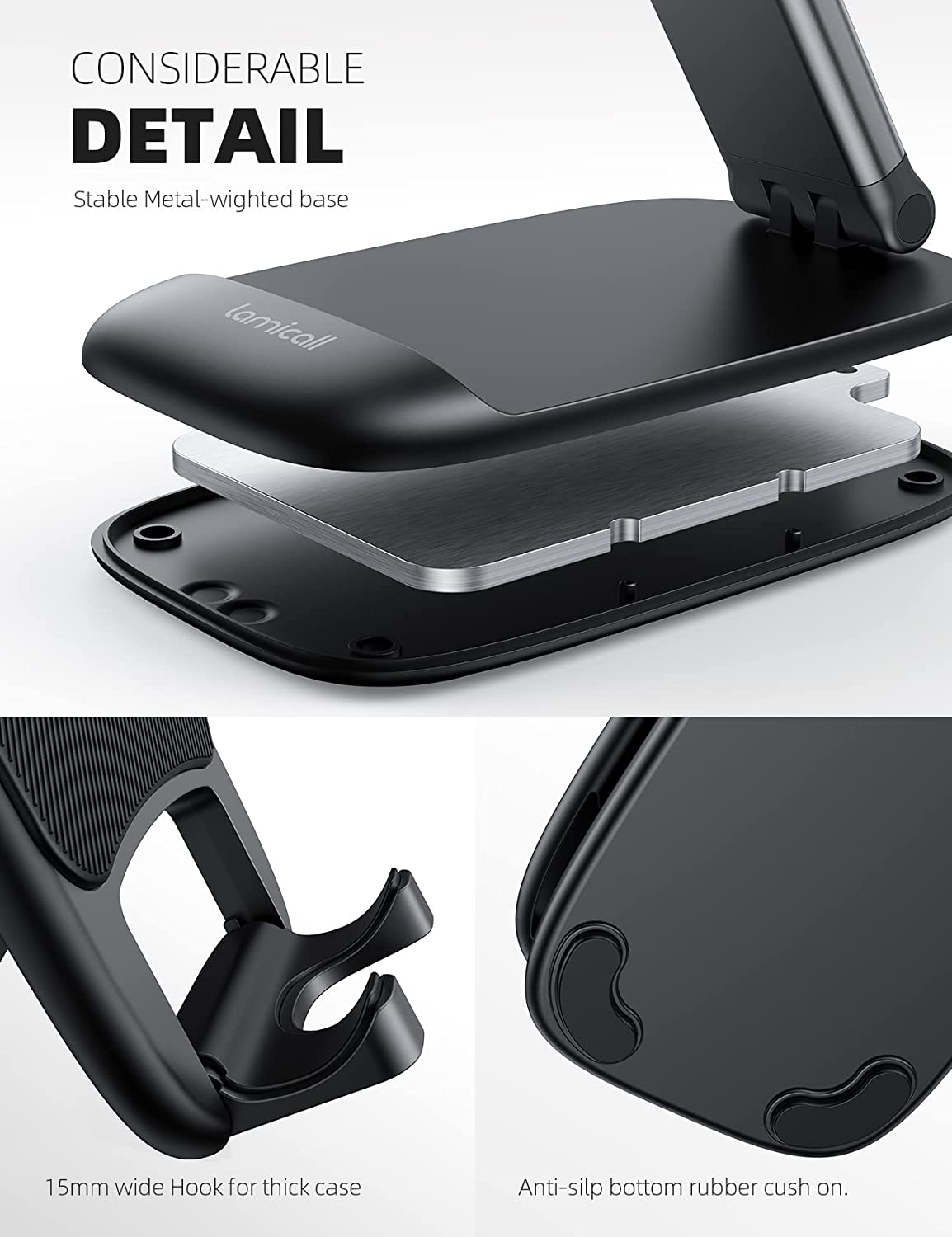 Lamicall Height Adjustable & Foldable Phone Holder for Business Trip P