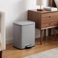 thumbnail image 3 of Innovaze 5.3 Gallon/20 Liter Rectangular Stainless Steel step-on Trash Can for bathroom, bedroom, office, Matte Grey, 3 of 7