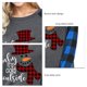 thumbnail image 5 of Navidad muñeco de nieve manga larga Plaid Top cuello redondo mujeres Plaid empalme blusa para niñas, 5 of 6