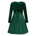 thumbnail image 3 of YiZYiF Girls Long Sleeve Sparkle Princess Wedding Birthday Party Elegant Dress High Waist A Line Dresses Green 4, 3 of 5