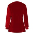 thumbnail image 5 of Lenpel Women's Sequin Velvet Tops Long Sleeve Wrap V Neck Asymmetrical Hem Ruched Slim Dressy Casual Blouses Velour Tunic Shirts(Red,X-Large), 5 of 6