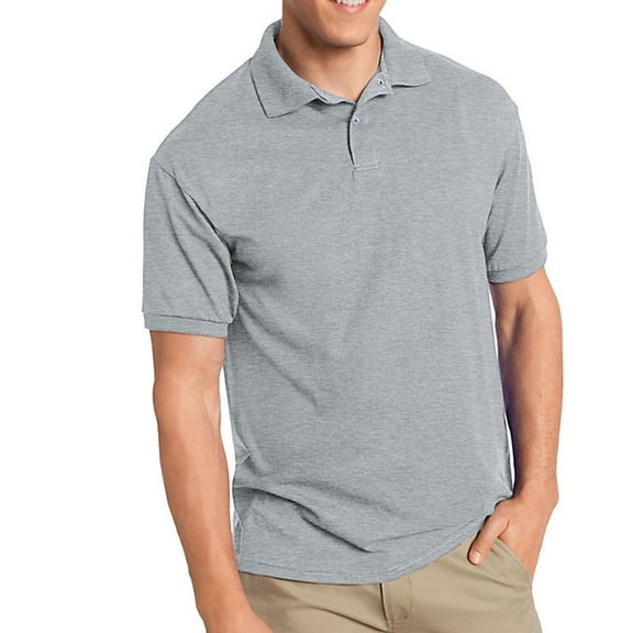 Hanes Men's Cotton-Blend Ecosmart&Reg; Jersey Polo , 054 , Light Steel , XXX-Large