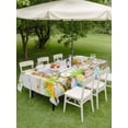thumbnail image 3 of Easter Outdoor Tablecloth - 60x102 Inch Rectangle Dining Table Cover, Spring Sheep Bunny Duck Plants Wooden Grain Waterproof Outdoor Table Cloth with Umbrella Hole & Zipper for Picnic/Patio/Party, 3 of 7