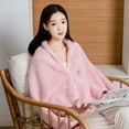 thumbnail image 6 of Warm Coral Fleece Blanket Shawl Wrap for Home Use Watching TV Office Napping, 6 of 17