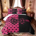 thumbnail image 2 of Manfei Cartoon Loves Pattern Quilt King,3D Cartoon Bowknot Print King Coverlet Set,3 Pieces,1 Bedspread and 2 Pillowcases, 2 of 7
