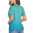 thumbnail image 3 of Xecao Teal Turquoise for Women's V-Neck T-Shirts-Elegant Half-Sleeve Tops Perfect for Summer-Large, 3 of 5