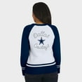 thumbnail image 5 of Women's WEAR by Erin Andrews White/Navy Dallas Cowboys Colorblock Raglan Sweater, 5 of 5