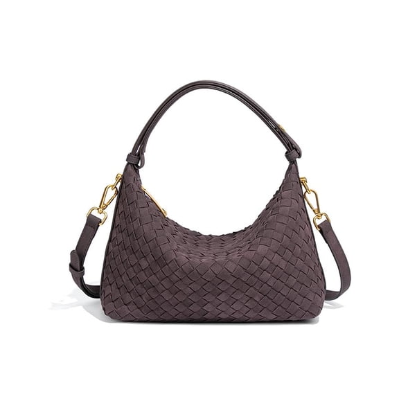 Woven Suede Hobo Purse for Women,Faux Suede Shoulder Bag,Woven Crossbody Bag,Handle Bag with 2 adjustable straps