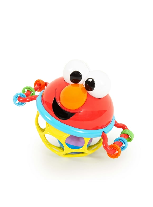 Bright Starts Sesame Street Jingle & Shake Elmo BPA-free Easy Grasp Baby Rattle, Ages 3-12 Months
