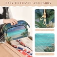 thumbnail image 4 of Wavy Quilted Cosmetic Bag Large-Capacity Travel Toiletry Organizer Includes 9-Piece Portable Travel Bottle Set Beautiful Beach Paradise, 4 of 6