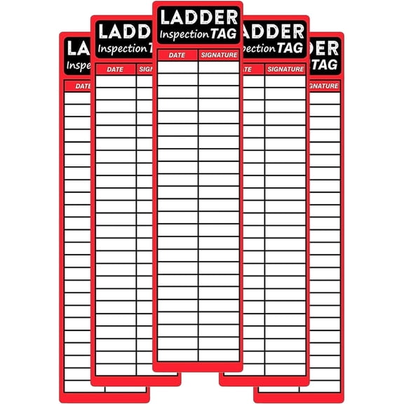 Ladder Inspection Labels Stickers 8.5x2inch Red Safety Inspection Tags Industrial Maintenance Stickers 50Pcs
