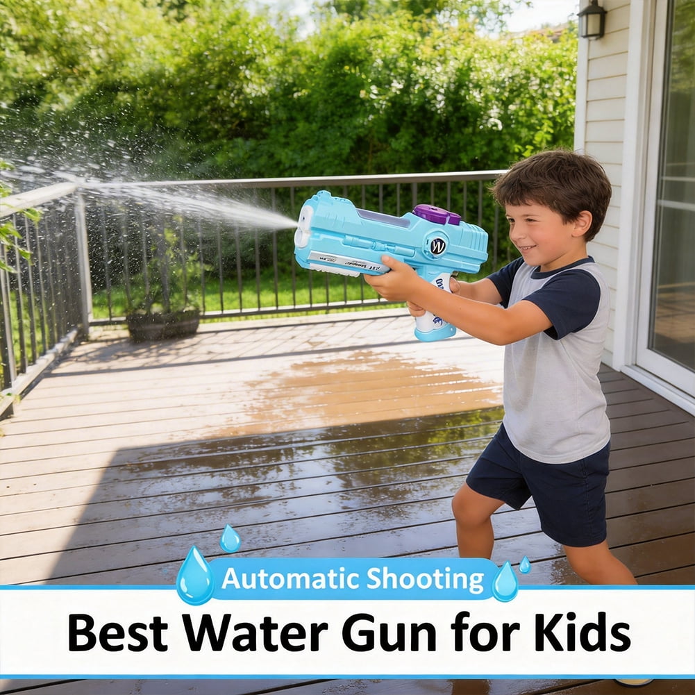 HAHUT Electric Water Gun, High Capacity Automatic Squirt Guns Toy for Summer Outdoor Beach Swimming Pool Party (Blue)