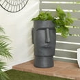 thumbnail image 2 of DecMode 12" x 23" Easter Island Dark Gray Magnesium Oxide Face Planter, 2 of 8