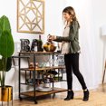 45in Industrial Wood Shelf Bar & Wine Storage Service Cart Trolley w