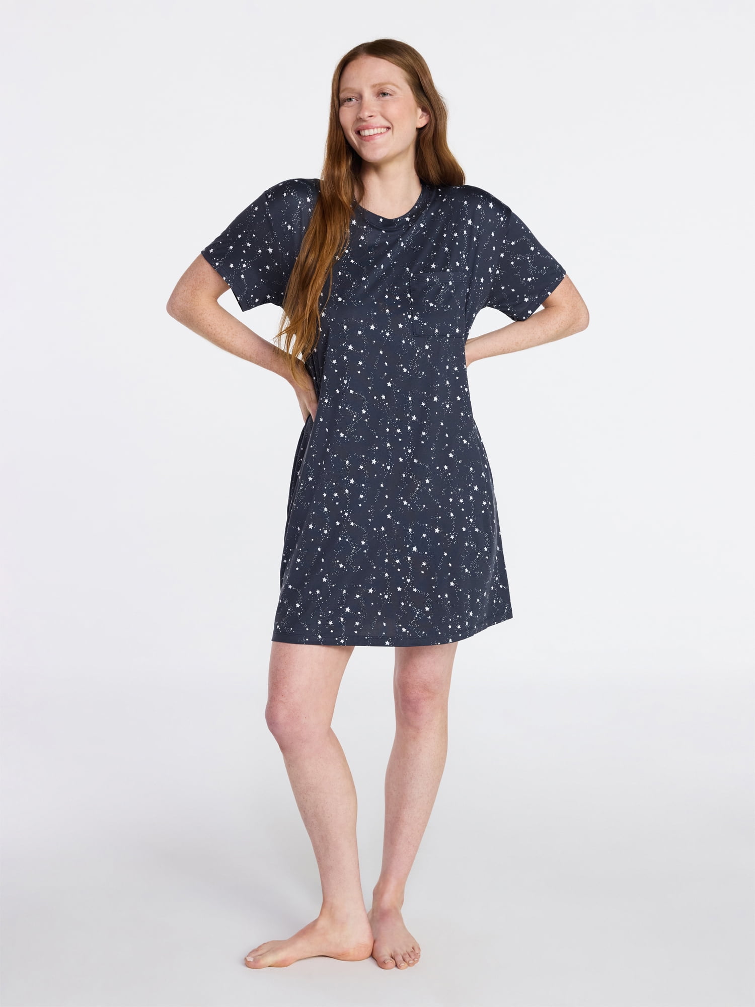 Joyspun Women’s Dreamy Soft Collection Short Sleeve Sleep Shirt, Sizes S/M to 2X/3X