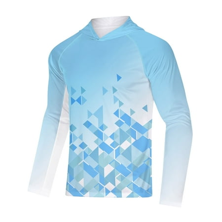Men s UPF 50+ Sun Protection Hoodie Shirts Fishing Shirt Outdoor Clothing Blue L