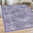 thumbnail image 1 of Victorian Decorative Rug, Floral Swirls Weathered Look Blooming Vintage Style Leaves Illustration, Quality Carpet for Bedroom Dorm and Living Room, 6 Sizes, Lavender Blue Indigo, by Ambesonne, 1 of 4