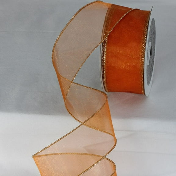 The Ribbon People Orange Colored Wired Craft Organza Ribbon 2" x 27 Yards