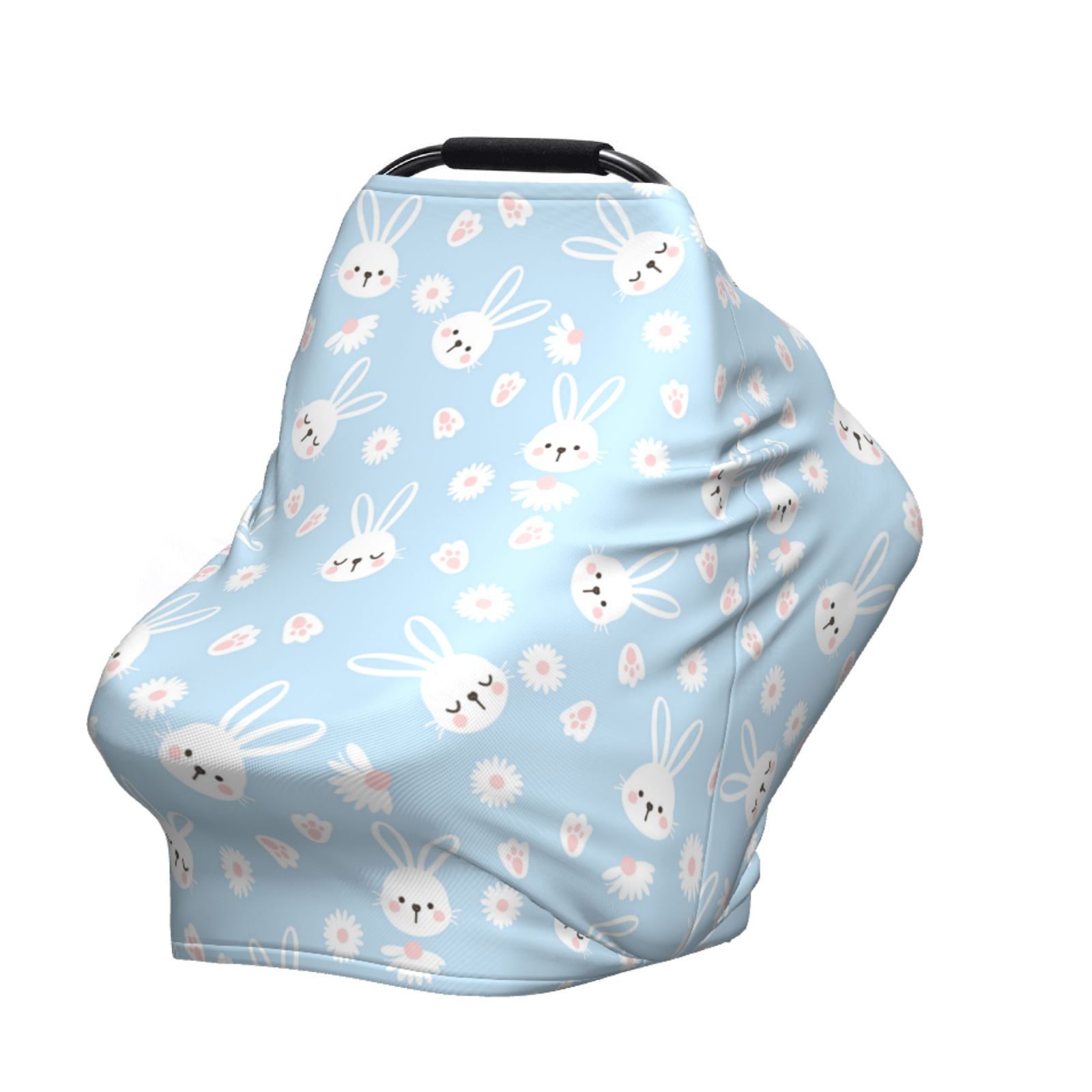 Fotbe Cute Bunny Pattern Car Seat Covers for Babies, Nursing Breastfeeding Cover Carseat Canopy, Soft Stretchy Carrier Cover